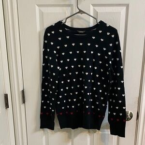 Denver Hayes Valentines Hearts Black White Red Sweater Women’s Size Medium